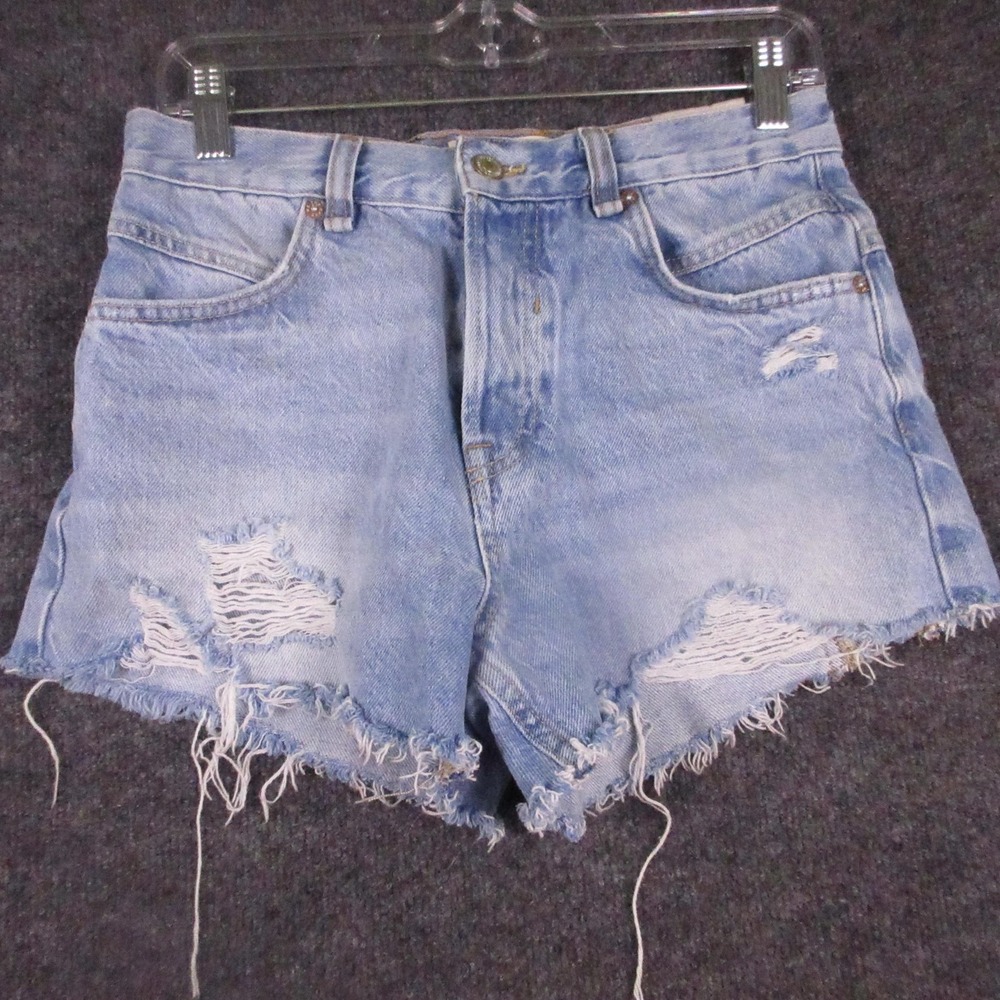 Free People We The Free Shorts Womens 26 Blue Denim Distressed Cutoff 2.5